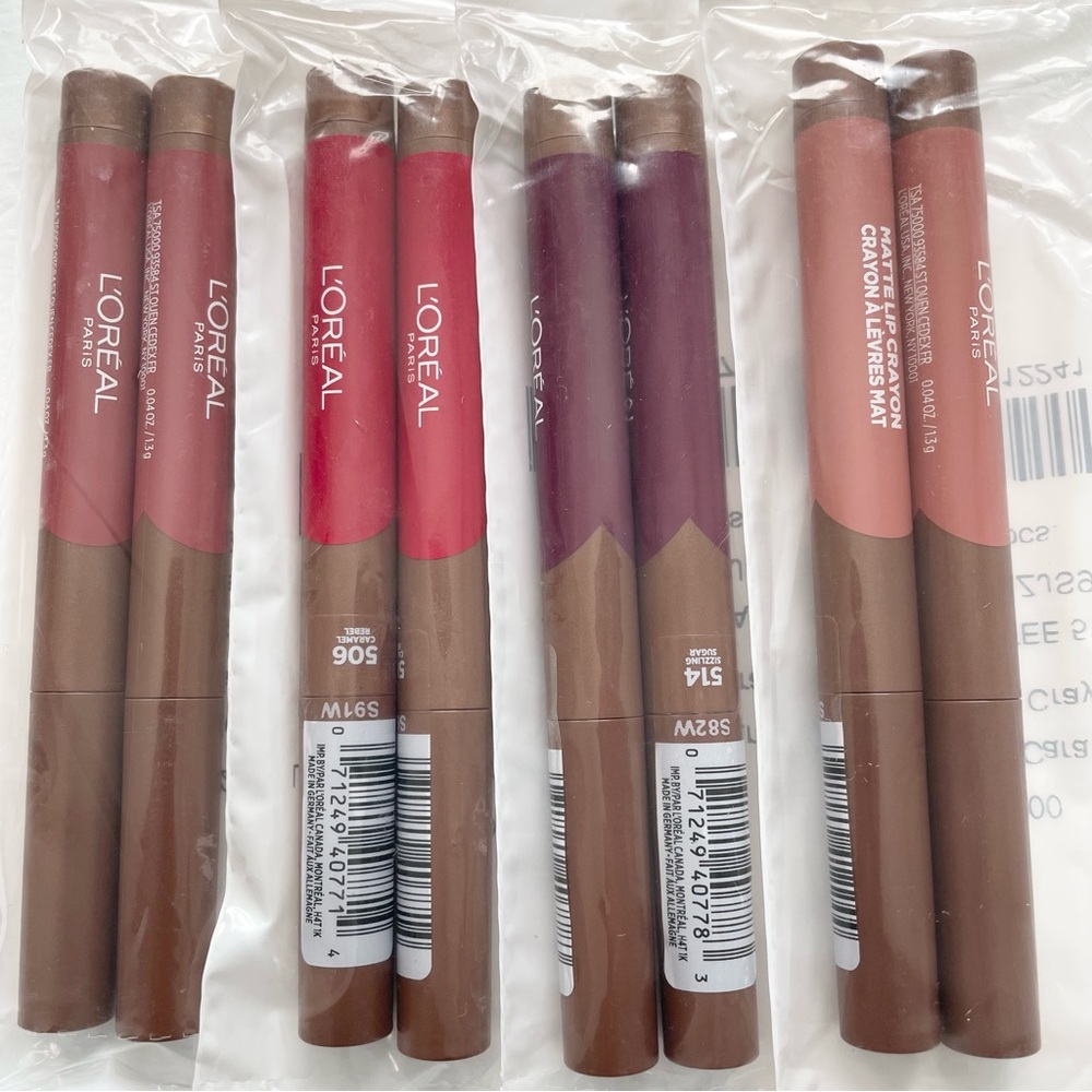 All Set 2 of each L'Oreal Paris Infallible Matte Lip Crayon